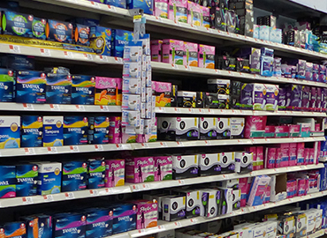 Shelves of Feminine Hygiene Products